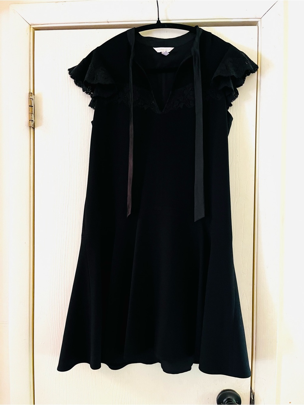 90s Y2K Rebecca Taylor Whimsigoth Coquette Dark Romantic Crepe Lace LBD 0
